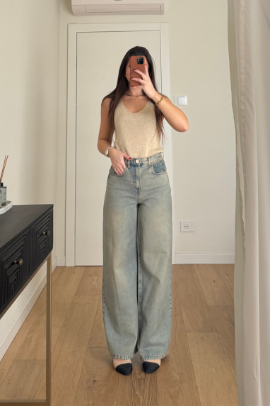 ECO Jeans palazzo sabbiato