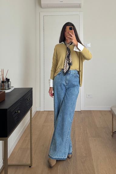 ECO Jeans palazzo taglio vivo