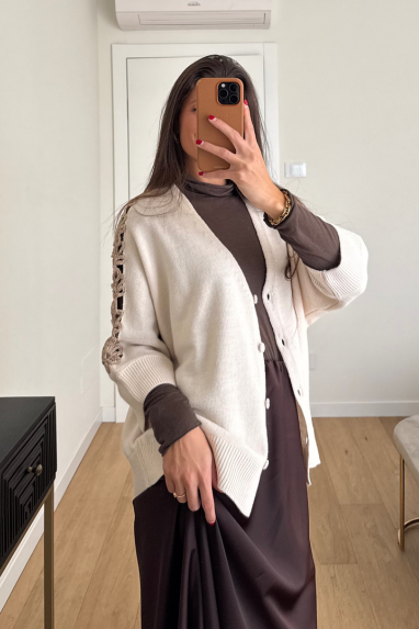 ECO Cardigan con dettaglio crochet