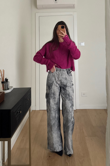 Pantalone cargo effetto tie-dye