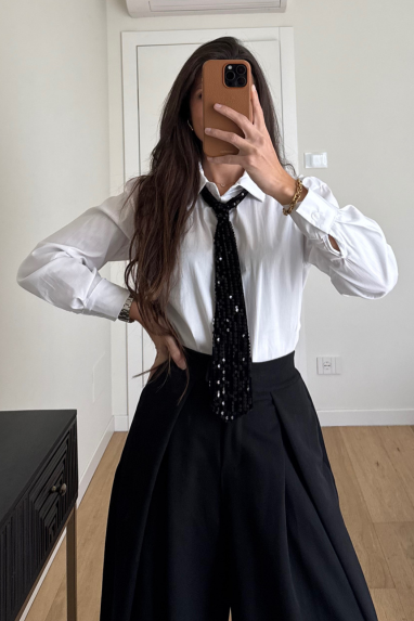 Camicia con cravatta paillettes