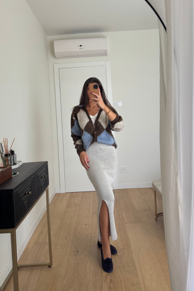 ECO Gonna argento con spacco