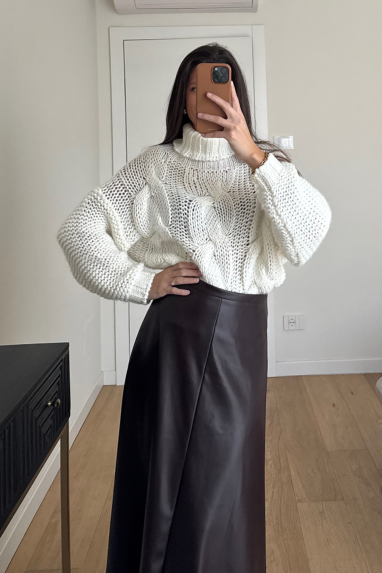 Maglione collo alto con lana