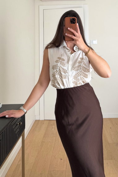 MAISON AMOUR Camicia smanicata con ricamo