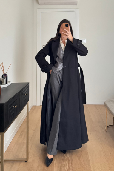 Cappotto lungo monopetto con fusciacca