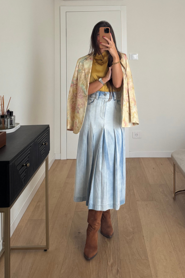 ECO Gonna in jeans plissettata