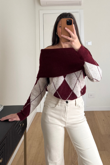 TWENTY Maglia collo shiffer trama rombi