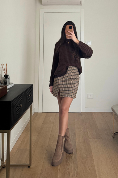 ECO Minigonna check con spacco