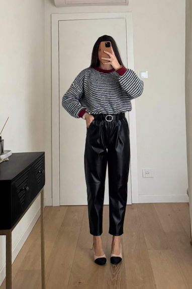 TWENTY Pantalone in ecopelle