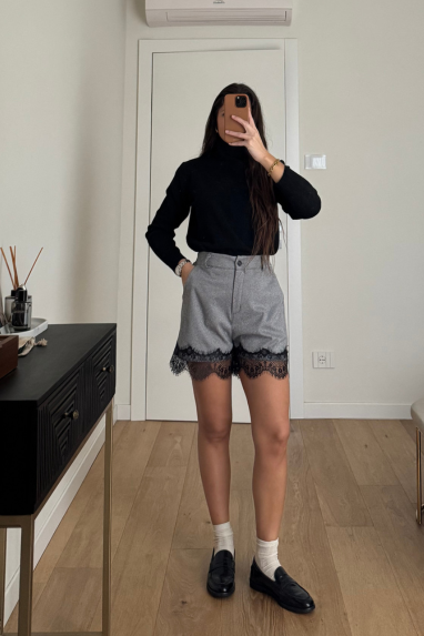 TWENTY Pantaloncino spigato con pizzo