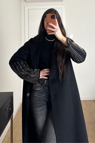 ECO Cappotto in lana con applicazioni