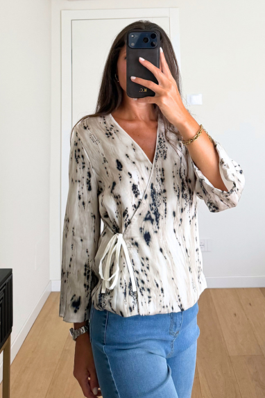 Anitiè Blusa incrociata fantasia