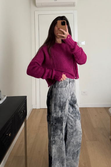 Pantalone cargo effetto tie-dye