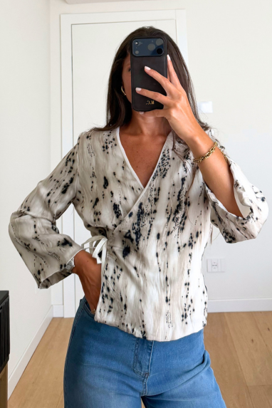 Anitiè Blusa incrociata fantasia