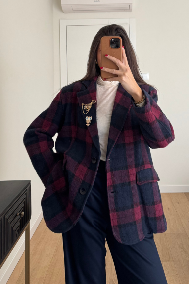 Giacca monopetto tartan