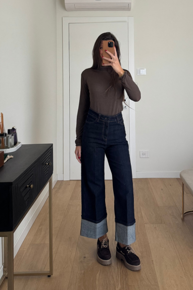 ECO Jeans crop con risvolto alto