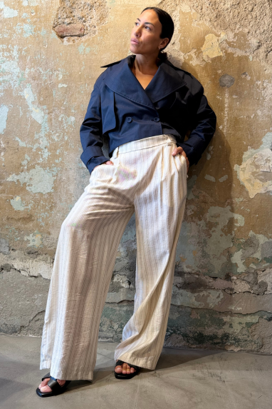 Anitiè Pantalone Rigato Strass