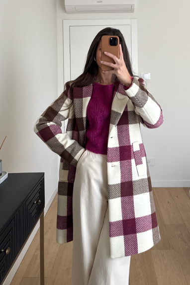 Cappotto macrocheck monopetto