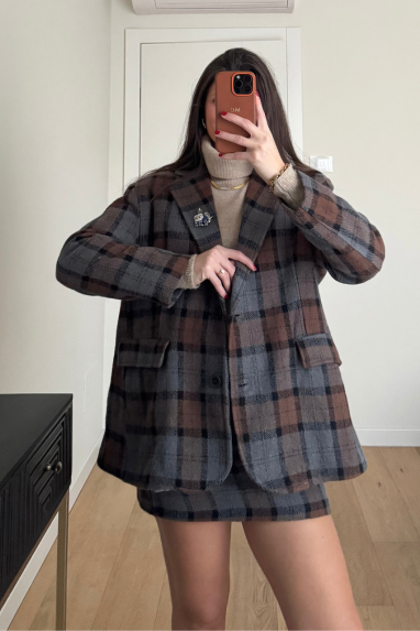 Giacca check monopetto