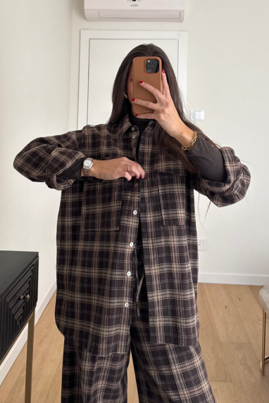 Camicia tartan con doppia tasca superiore