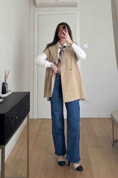 Maxi gilet modello trench