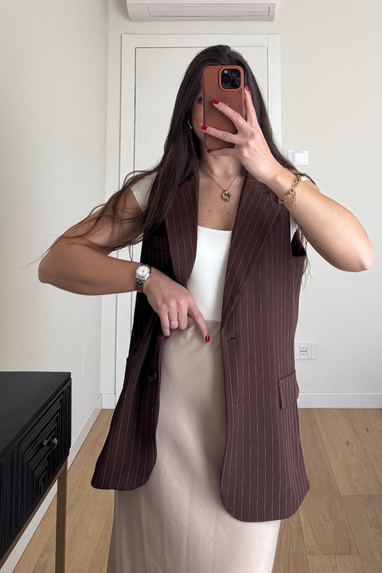 Gilet monopetto gessato
