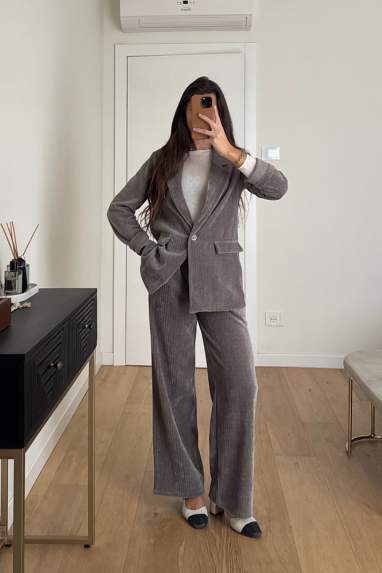 TWENTY Tailleur monopetto in velluto a costine