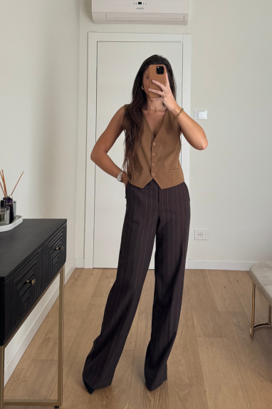 ECO Pantalone palazzo gessato