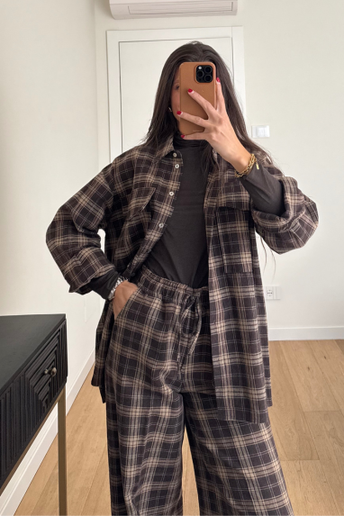 Camicia tartan con doppia tasca superiore