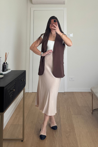 Gilet monopetto gessato