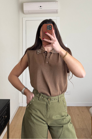 ECO Maglia polo in filo con applicazioni