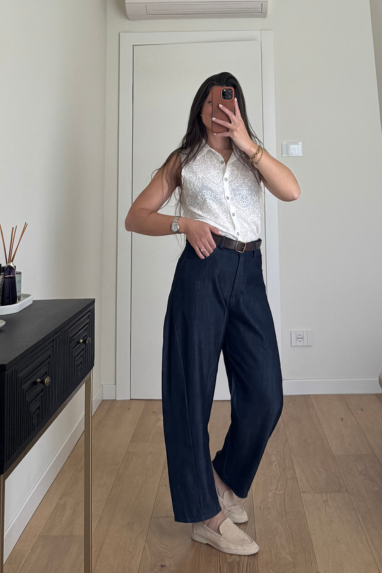 TWENTY Camicia smanicata in sangallo 100% cotone
