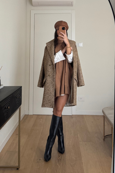 ECO Cappotto doppiopetto tramato