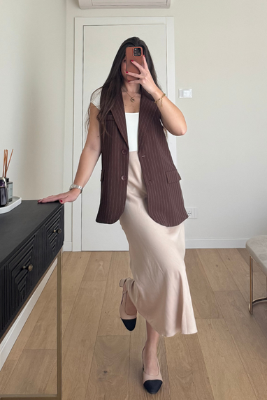 Gilet monopetto gessato