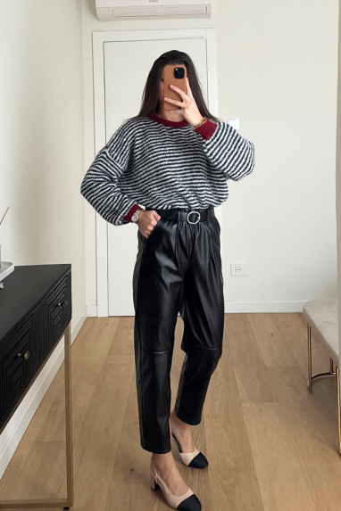 TWENTY Pantalone in ecopelle