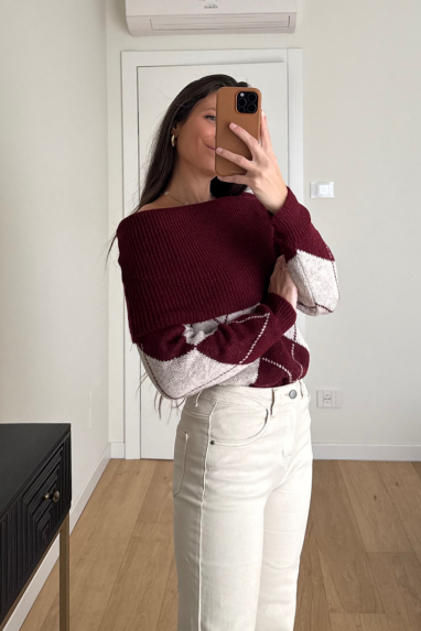 TWENTY Maglia collo shiffer trama rombi