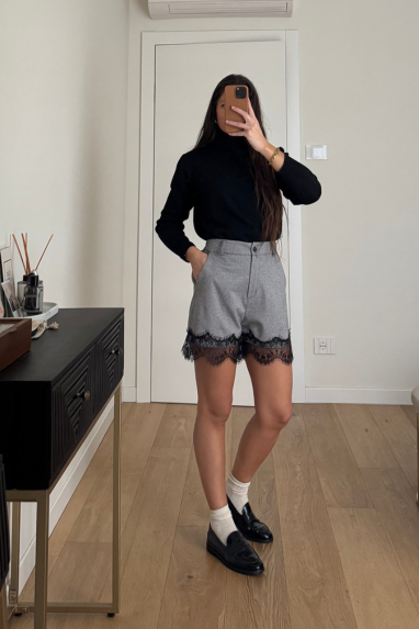TWENTY Pantaloncino spigato con pizzo