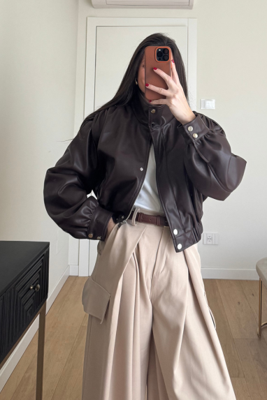 Bomber in ecopelle