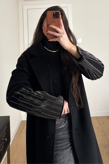 ECO Cappotto in lana con applicazioni