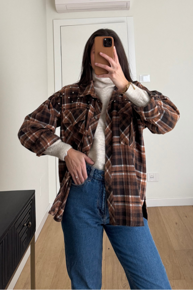 Camicia tartan con strass