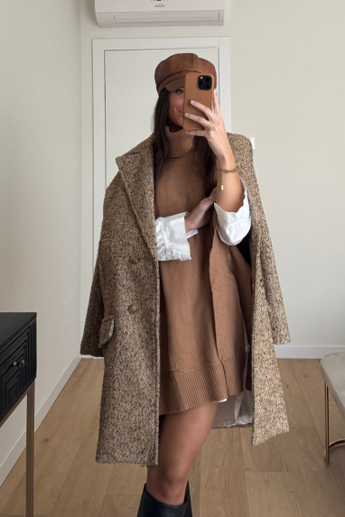 ECO Cappotto doppiopetto tramato