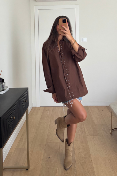 Maxi camicia con lacci