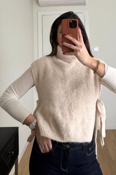 TWENTY Gilet collo alto con fiocchi laterali