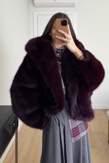 Ecopelliccia over con cappuccio