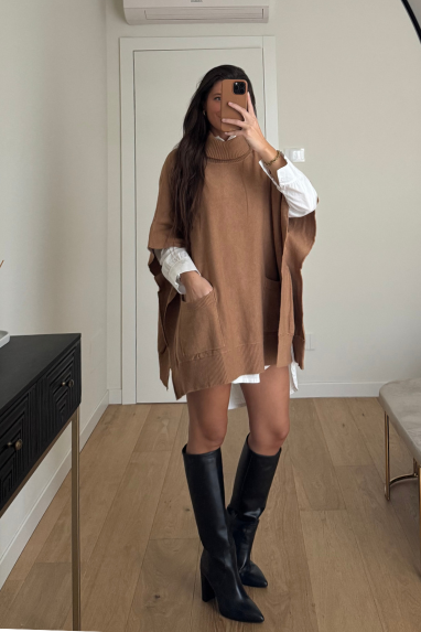 Maxi maglione con tasche frontali