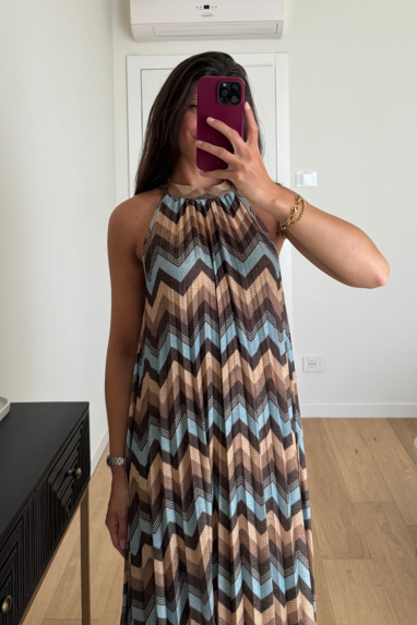 Abito lungo fantasia chevron