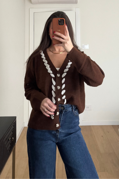 Cardigan con lavorazione frontale