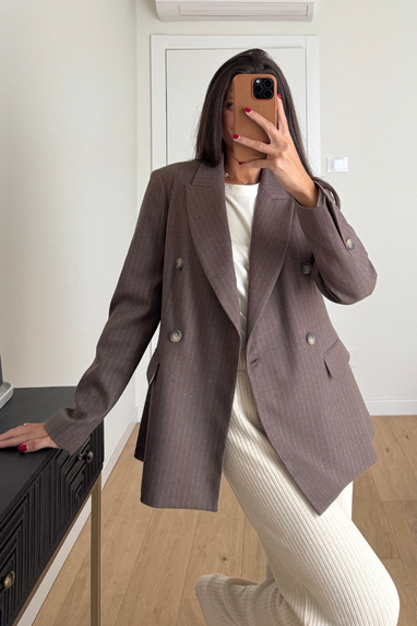 ECO Blazer gessato doppiopetto