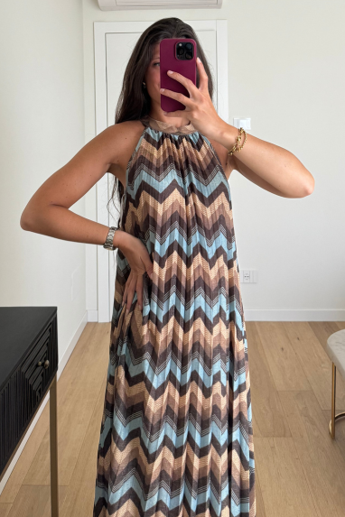 Abito lungo fantasia chevron