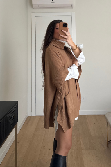 Maxi maglione con tasche frontali